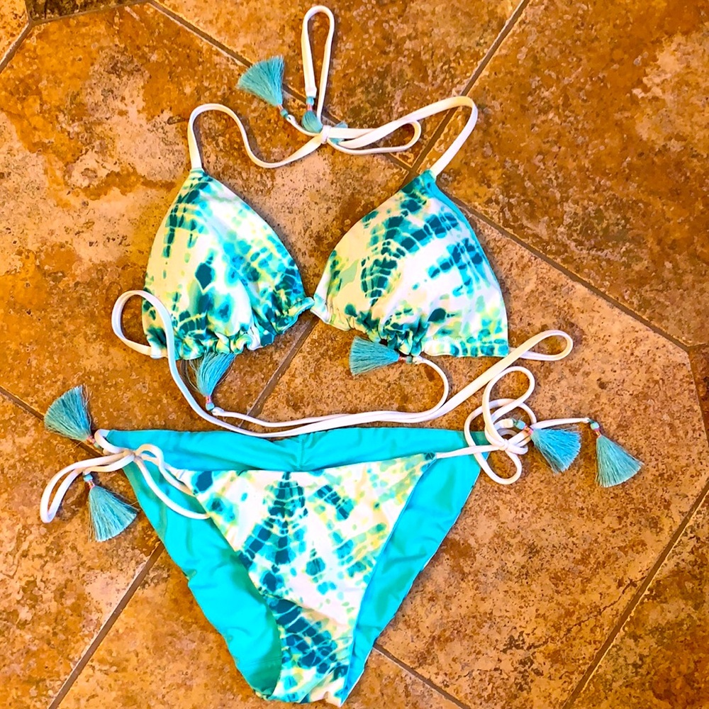VICTORIA SECRET TIE DYE BIKINI L TOP S BOTTOM